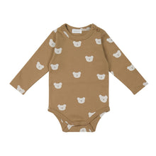 將圖片載入圖庫檢視器 Organic Cotton Fernley Long Sleeve Bodysuit - Bears Caramel Cream