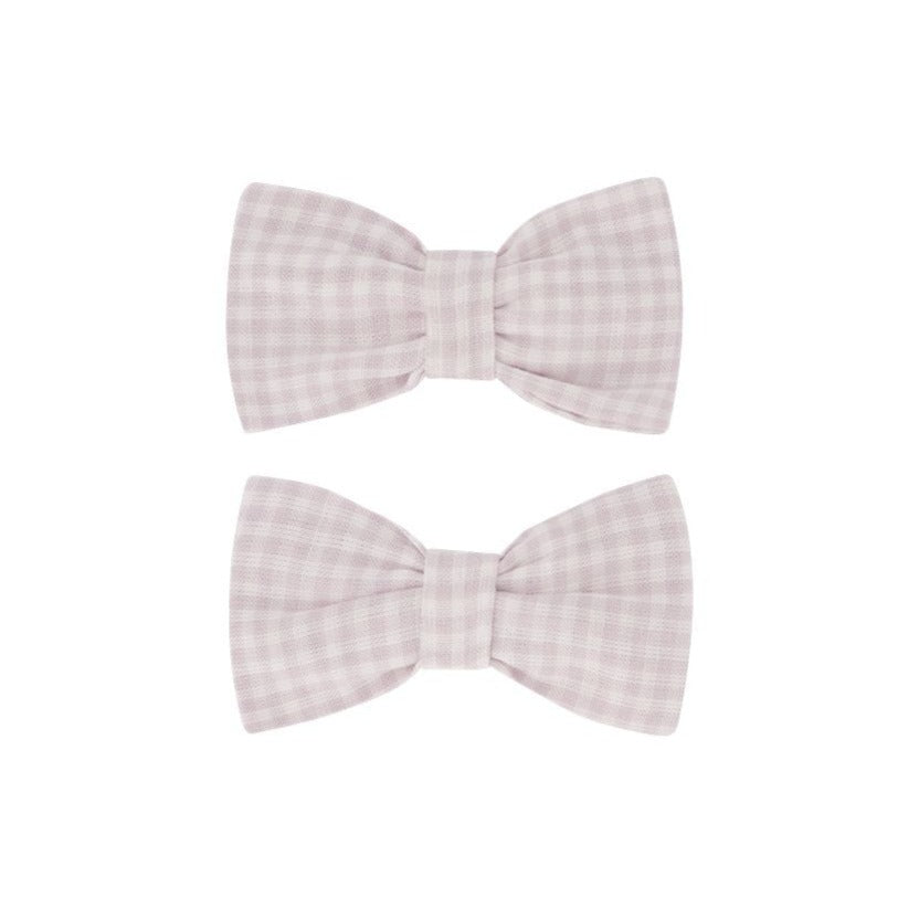 Organic Cotton Noelle Bow 2Pk - Gingham Lilac