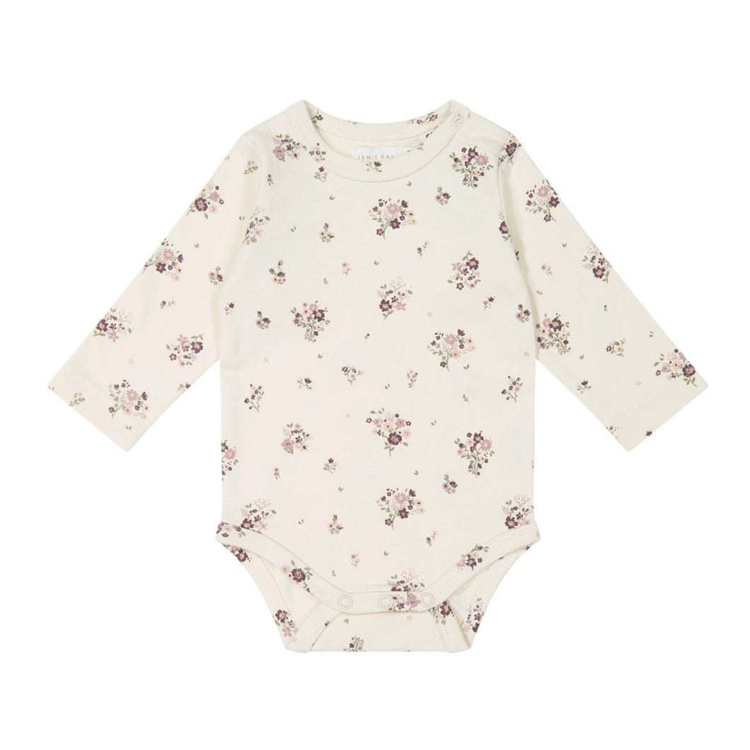 Organic Cotton Long Sleeve Bodysuit - Lauren Floral