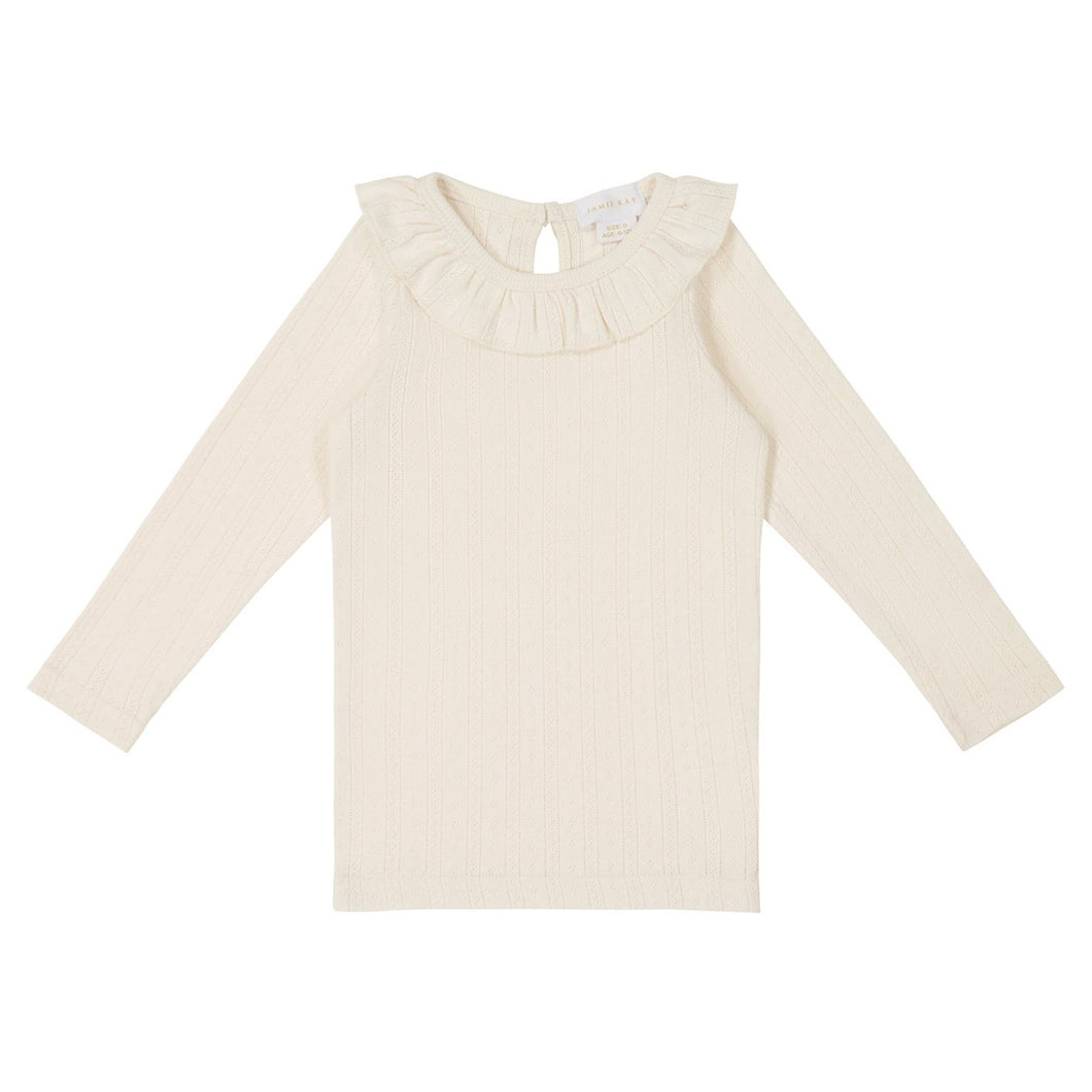 Organic Cotton Pointelle Lya Top - Natural