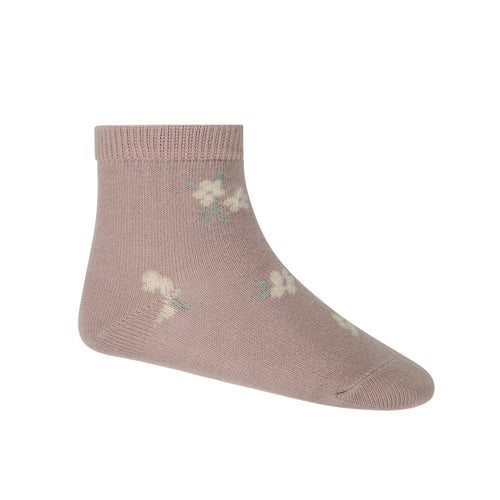 Jacquard Floral Sock - Simple Flowers Dusky Rose