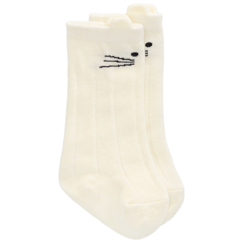 White sock with black cat face design on a white background