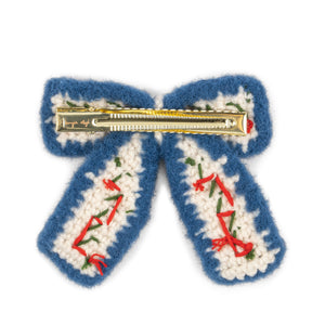 cherry crochet bow clip - cherry