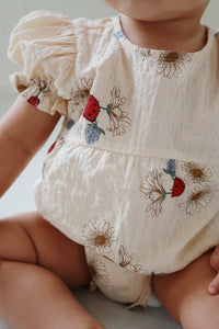 vida puff sleeve romper - ladybug