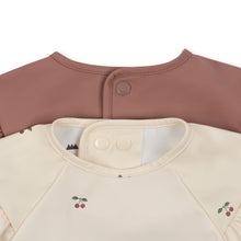 Load image into Gallery viewer, 2 pack dinner bib frill with sleeves - cherry/rosewater