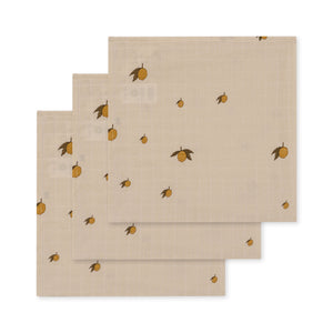 3 pack muslin cloth gots - lemon