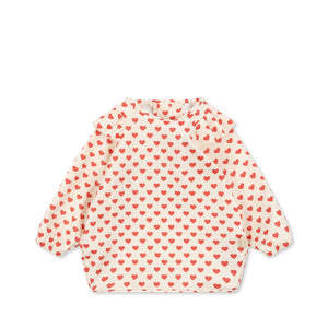2 pack dinner bib with sleeves and frill - coeur rouge