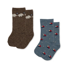 Load image into Gallery viewer, 2 pack lapis socks - elephant/boat