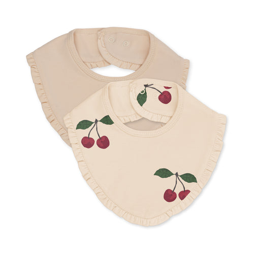 2 pack basic frill bibs - ma grande cerise/nouvelle peach