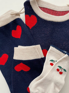 lapis knit blouse - navy heart