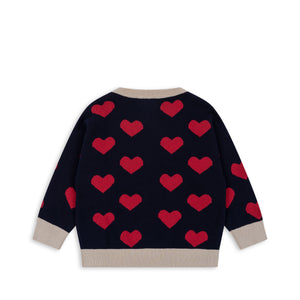 lapis knit blouse - navy heart