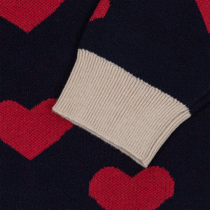 lapis knit blouse - navy heart