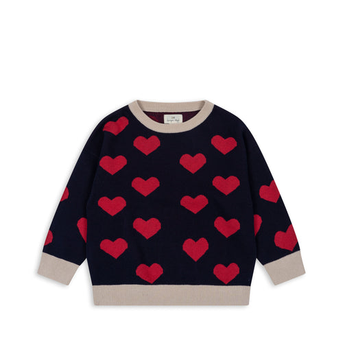 lapis knit blouse - navy heart