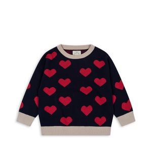 lapis knit blouse - navy heart