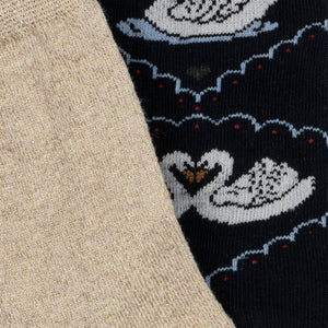 2 pack jacquard swan socks - navy/off white