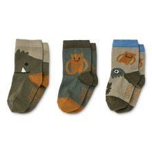 Load image into Gallery viewer, SILAS COTTON SOCKS 3 PACK - MONSTERS BLUE MIX