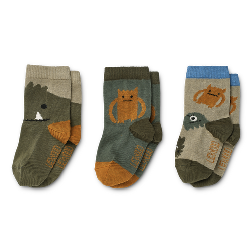 SILAS COTTON SOCKS 3 PACK - MONSTERS BLUE MIX
