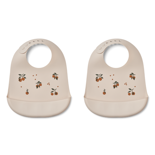 TILDA SILICONE BIB 2 PACK - PEACH / SANDY