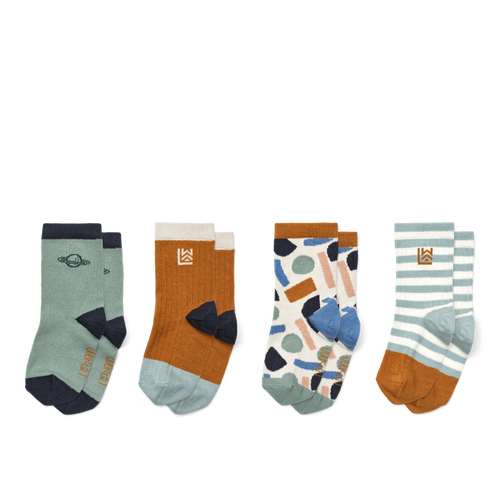 SILAS COTTON SOCKS 4 PACK - PLANET MULTI MIX