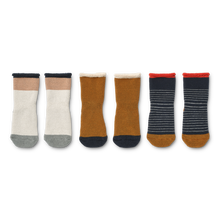 Load image into Gallery viewer, ELOY ANTI-SLIP BABY SOCKS 3-PACK - Y/D STRIPE CLASSIC NAVY / SANDY