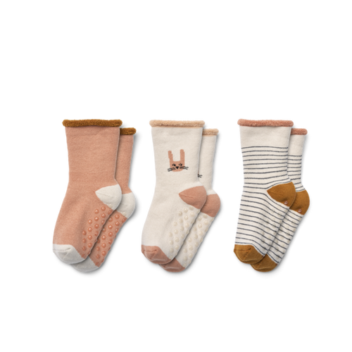 ELOY BABY SOCKS 3-PACK - BUNNY / SANDY MIX