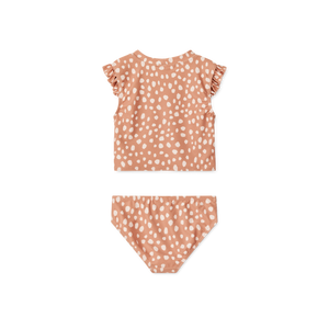 JUDIE PRINTED RUFFLE-TRIMMED BIKINI - LEO SPOTS / TUSCANY ROSE