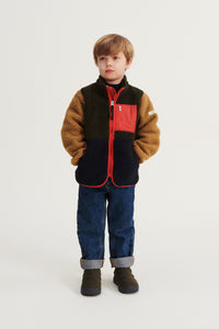 NOLAN PILE JACKET - ARMY BROWN MULTI MIX