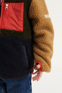 NOLAN PILE JACKET - ARMY BROWN MULTI MIX