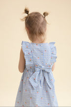 Load image into Gallery viewer, Floß Mille SL Dress in Sky Berry Gingham, lightweight floral dress with a feminine fit and vibrant gingham pattern.