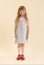 Load image into Gallery viewer, Flöss Mille SS Dress in Sky Berry Gingham, lightweight summer dress with a classic gingham pattern and feminine silhouette.
