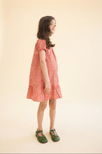Load image into Gallery viewer, Flöss Molly Pineberry Dress in red and pink gingham with a classic fit-and-flare style, featuring a sleeveless design and bow detail.