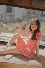 Load image into Gallery viewer, Red Molly Pineberry Dress by Flöss featuring a pink berry gingham pattern and a stylish, feminine design.