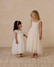Load image into Gallery viewer, Noralee Poppy Dress Ivory, lightweight fabric, sleeveless design, fitted waist, and flowing skirt, styled in a studio setting.