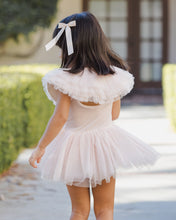 Load image into Gallery viewer, Ivory satin ribbon bow headband with pearl accents by Noralee, styled on a model for a elegant, chic look.