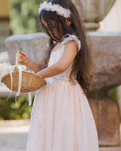 Load image into Gallery viewer, Noralee blush Pixie headband with delicate design, shown styled in a lifestyle setting on a model's head.