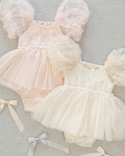 Load image into Gallery viewer, Ivory satin ribbon bow headband with pearl accents by Noralee, styled on a plain background.
