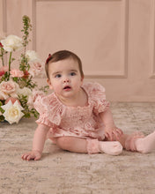 Load image into Gallery viewer, Noralee Hazel Romper with bouquet print, sleeveless design, lightweight fabric, perfect for spring and summer wear.