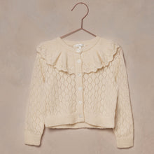 Load image into Gallery viewer, RUFFLE CARDIGAN SWEATER || ECRU