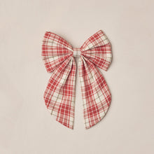 將圖片載入圖庫檢視器 Red and white plaid bow on a beige background