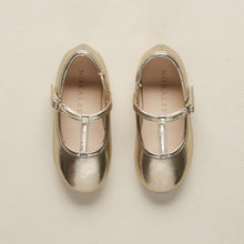 Load image into Gallery viewer, Gold metallic T-strap ballet flats from Noralee, stylish and comfortable shoes with T-strap design, perfect for casual or dressy wear.
