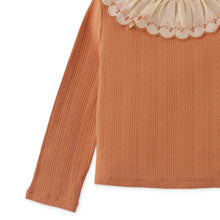 將圖片載入圖庫檢視器 BABY GIRLS RIB TEE WITH EMBROIDERED SCALLOP COLLAR