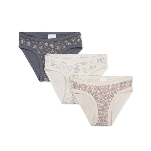 Organic Cotton 3PK Girls Brief - Rosalie Floral Lava/Chloe Lavender/Moons Garden Lavender