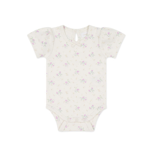 Organic Cotton Cap Sleeve Bodysuit - Thelma Orchid