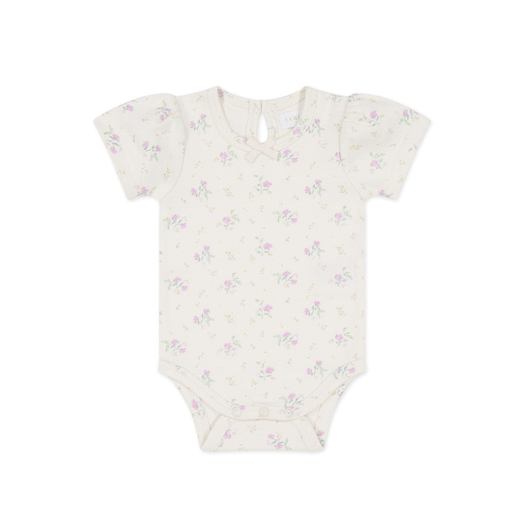 Organic Cotton Cap Sleeve Bodysuit - Thelma Orchid
