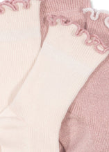 Load image into Gallery viewer, 2 pack rib frill socks - rose/off white