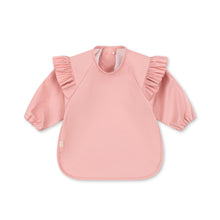 Load image into Gallery viewer, 2 pack dinner bib with sleeves and frill -kaluka/bridal rose