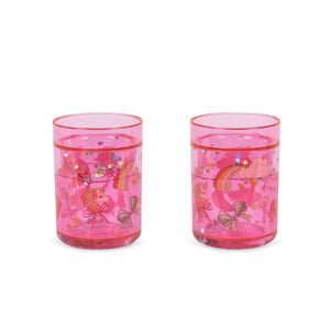 2 pack glitter cups - rainbow bow