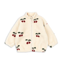 Load image into Gallery viewer, Cream-colored jacket with cherry pattern on a white background