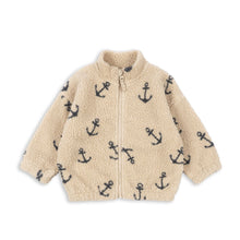 Load image into Gallery viewer, Beige fleece jacket with anchor pattern on a white background