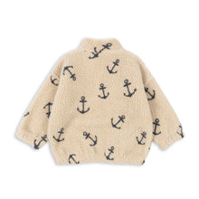 Load image into Gallery viewer, Beige fleece jacket with black anchor pattern on a white background